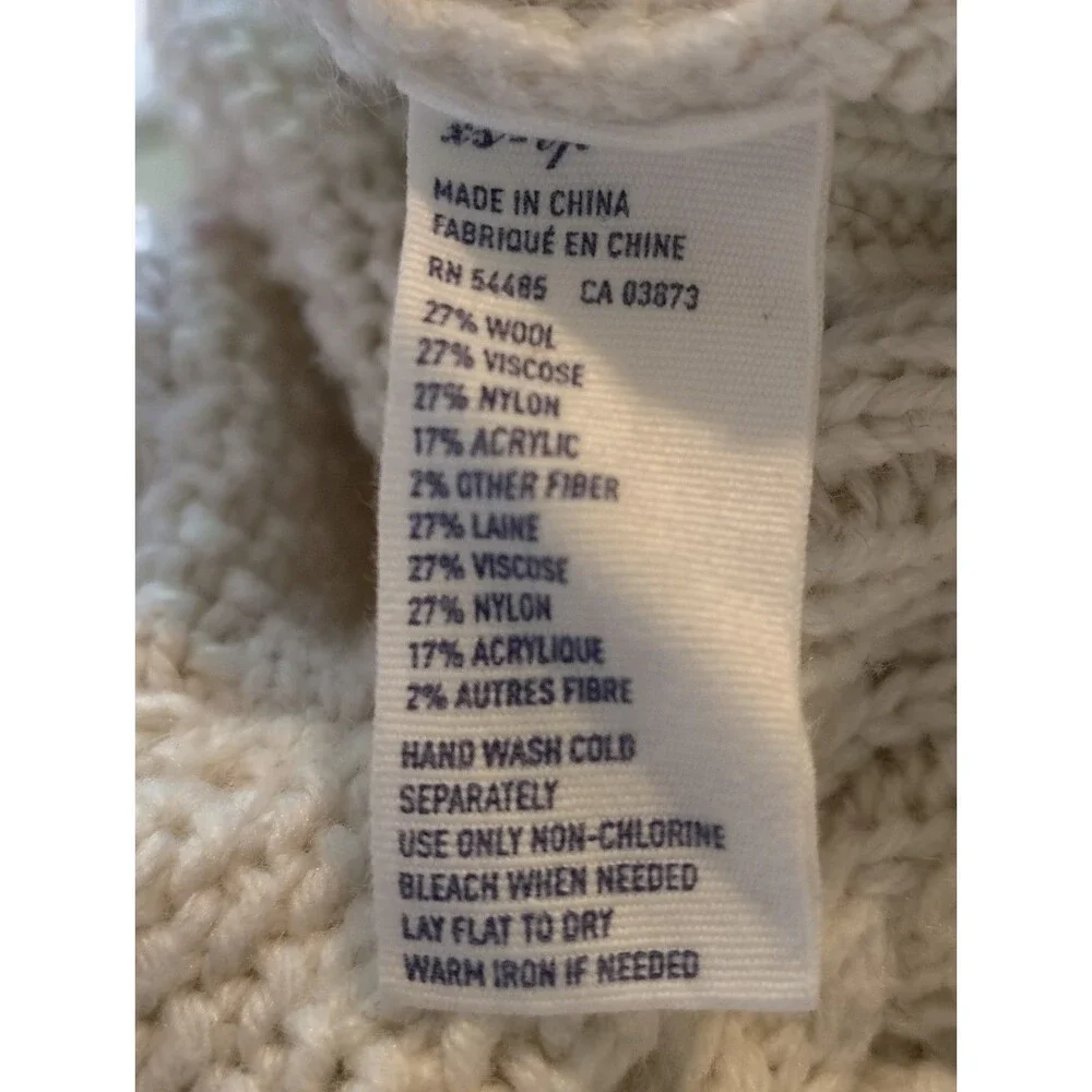 American Eagle Outfitters Cream Cable Knit Wool Blend Studded Sweater XS